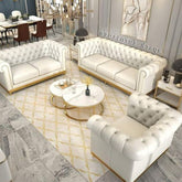 Trueliving Modern light Six Seater Sofa Leather Finish (H 36" x W 80" x D 34")+(H 33" x W 60" x D 35")+(H 30'' x W 31'' x D 30'')